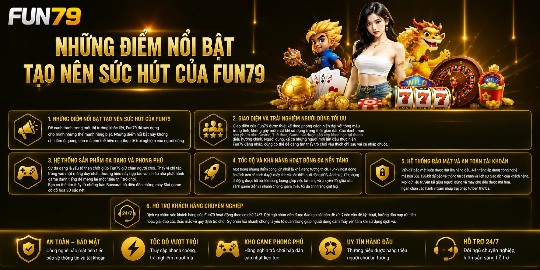 những điểm nổi bật tạo nên sức hút của fun79